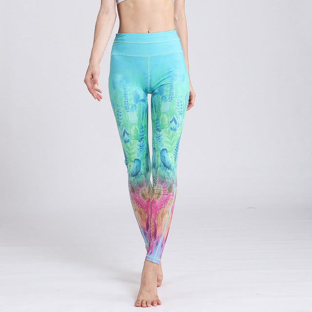 Fast Dry Women Yoga Pants Workout Print Gym Leggings