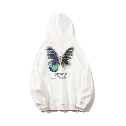 Hip Hop Butterfly Hoodie Sweatshirt Men Harajuku Streetwear Hooded Pullover Cotton Autumn Loose Hoodie Black Clothes